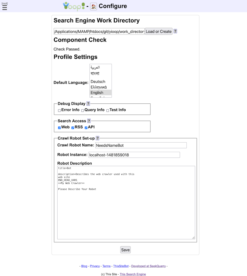 The work directory form