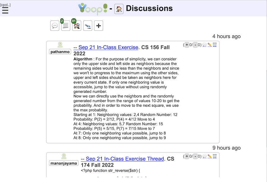 Combined Discussions Page